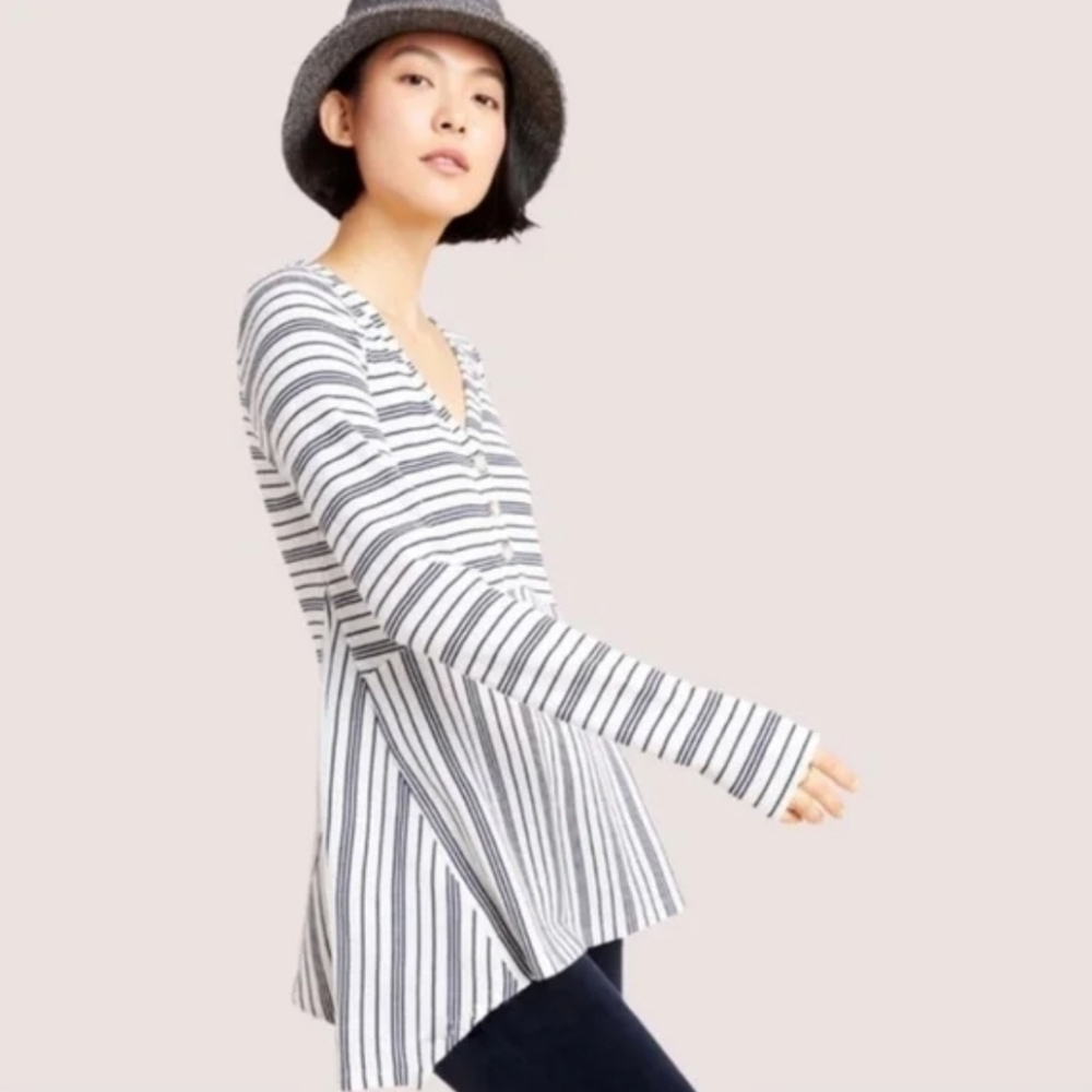 Anthropologie Maeve Eliza Asymmetrical Thermal Striped Tunic | Size M